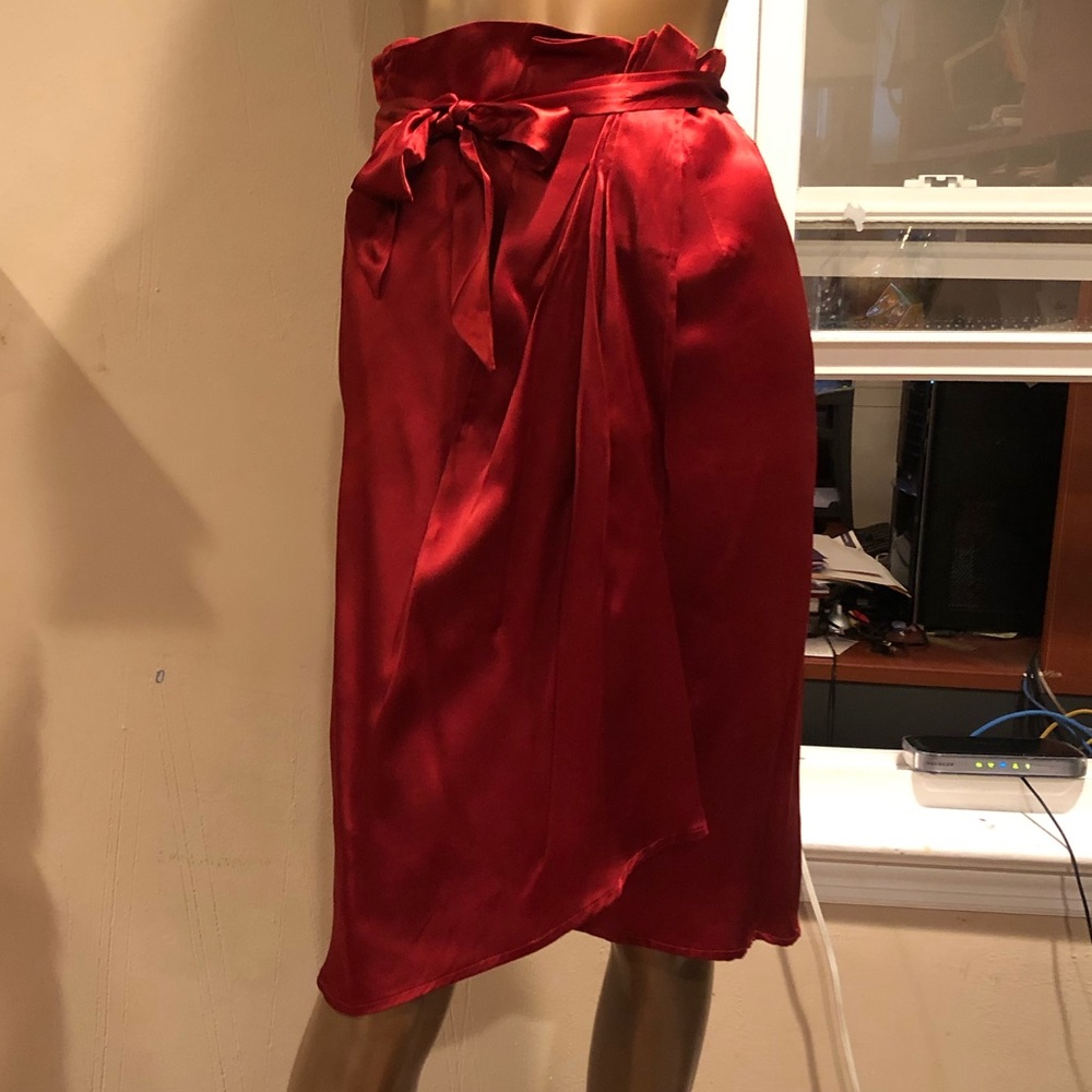 Creole Italy red silk wrap skirt size 42